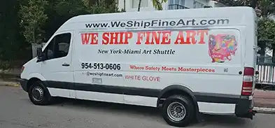 white glove art delivery van